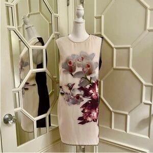 TED BAKER "AMIRO' EMBELLISHED FLORAL PRINT SHEATH DRESS Sz 3 (US 8)